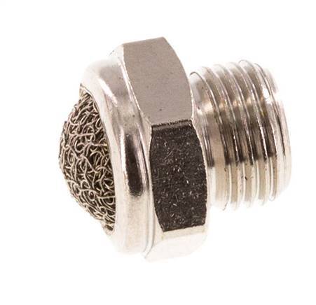 G1/8'' Nickel-Plated Brass Compact Pneumatic Muffler 1.4301 Wire Mesh [10 Pieces]