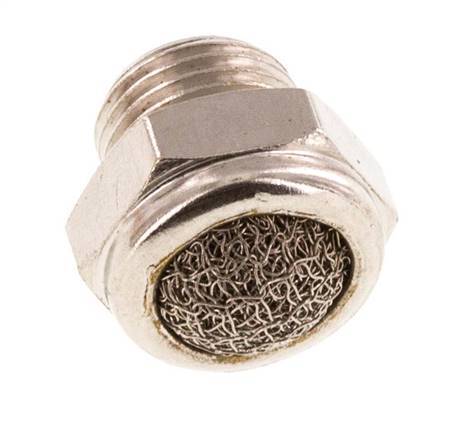 Silencieux Pneumatique Compact en Laiton Nickelé G1/8'' 1.4301 Maille Métallique [10 Pièces]