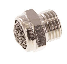 Silencieux Pneumatique Compact en Laiton Nickelé G1/4'' 1.4301 Maille Métallique [5 Pièces]