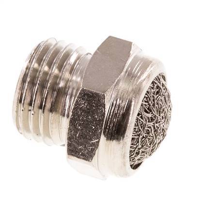 Silencieux Pneumatique Compact en Laiton Nickelé G1/4'' 1.4301 Maille Métallique [5 Pièces]