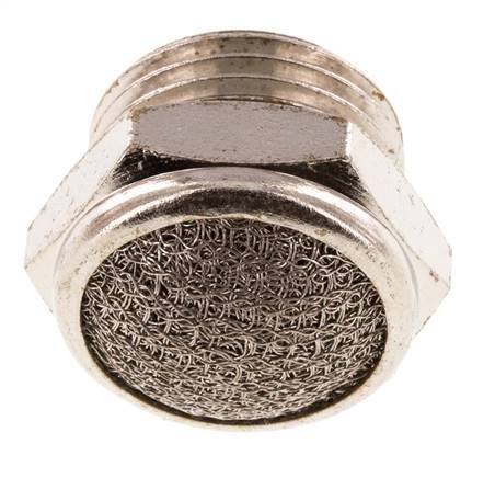 Silencieux Pneumatique Compact en Laiton Nickelé G1/2'' 1.4301 Maille Métallique [2 Pièces]