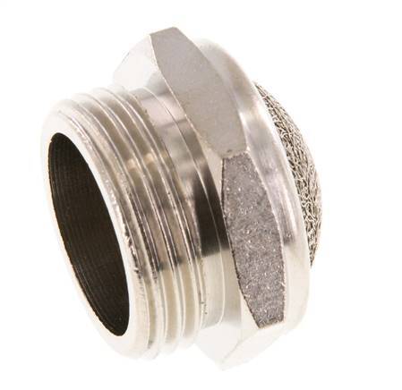 G3/4'' Nickel-Plated Brass Compact Pneumatic Muffler 1.4301 Wire Mesh