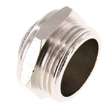 G1'' Nickel-Plated Brass Compact Pneumatic Muffler 1.4301 Wire Mesh