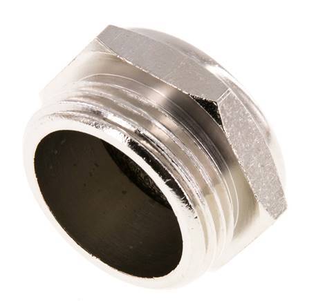 G1'' Nickel-Plated Brass Compact Pneumatic Muffler 1.4301 Wire Mesh