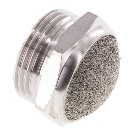 G1'' Stainless Steel Compact Pneumatic Muffler 1.4301 Wire Mesh
