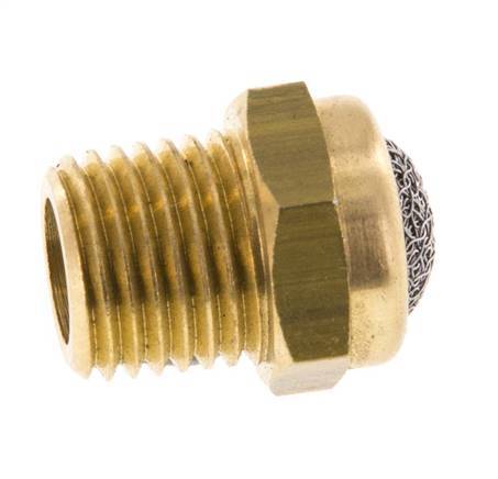 Silencieux Pneumatique Compact en Laiton NPT 1/4'' 1.4301 Maille Métallique [5 Pièces]