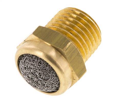 Silencieux Pneumatique Compact en Laiton NPT 1/4'' 1.4301 Maille Métallique [5 Pièces]