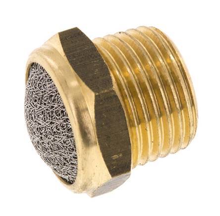 Silencieux Pneumatique Compact en Laiton NPT 1/2'' 1.4301 Maille Métallique [2 Pièces]