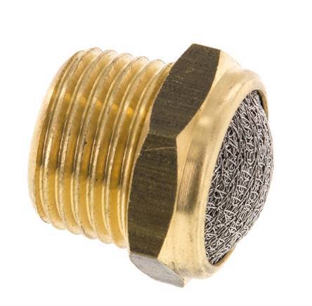 Silencieux Pneumatique Compact en Laiton NPT 1/2'' 1.4301 Maille Métallique [2 Pièces]