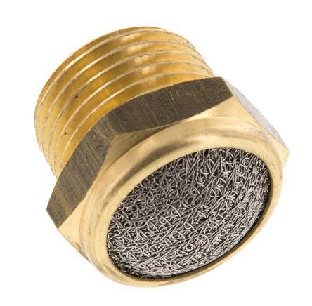 Silencieux Pneumatique Compact en Laiton NPT 1/2'' 1.4301 Maille Métallique [2 Pièces]