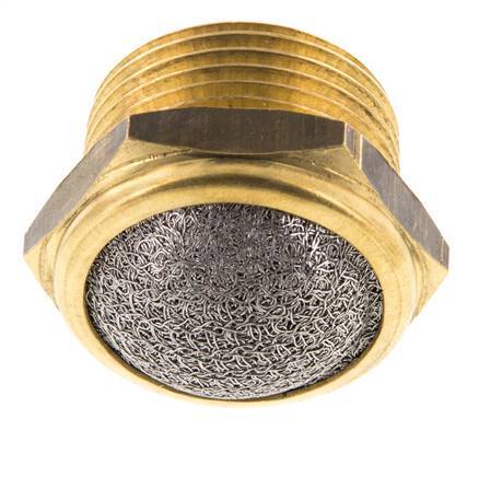 NPT 3/4'' Brass Compact Pneumatic Muffler 1.4301 Wire Mesh