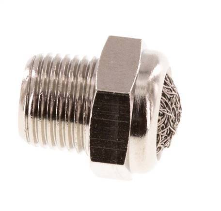 Silencieux Pneumatique Compact en Laiton Nickelé NPT 1/8'' 1.4301 Maille Métallique [5 Pièces]