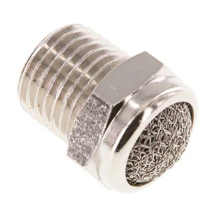 Silencieux Pneumatique Compact en Laiton Nickelé NPT 1/4'' 1.4301 Maille Métallique [5 Pièces]