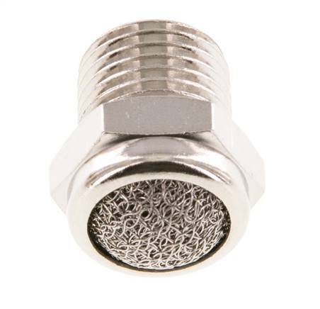 Silencieux Pneumatique Compact en Laiton Nickelé NPT 1/4'' 1.4301 Maille Métallique [5 Pièces]