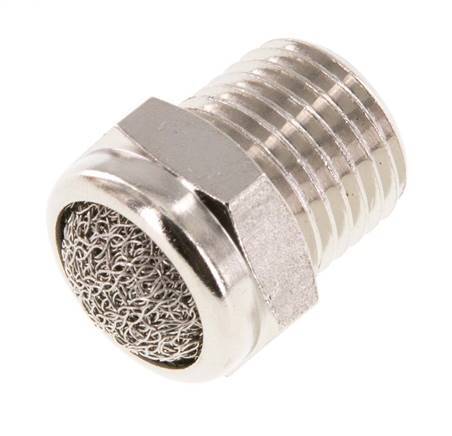 Silencieux Pneumatique Compact en Laiton Nickelé NPT 1/4'' 1.4301 Maille Métallique [5 Pièces]