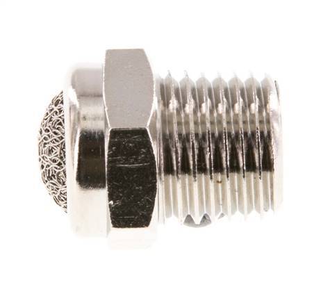 Silencieux Pneumatique Compact en Laiton Nickelé NPT 1/4'' 1.4301 Maille Métallique [5 Pièces]