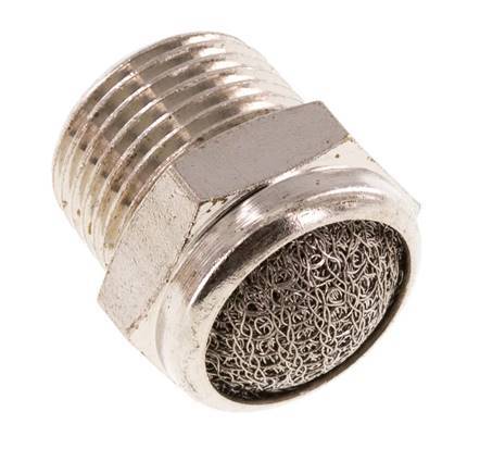 Silencieux Pneumatique Compact en Laiton Nickelé NPT 3/8'' 1.4301 Maille Métallique [2 Pièces]