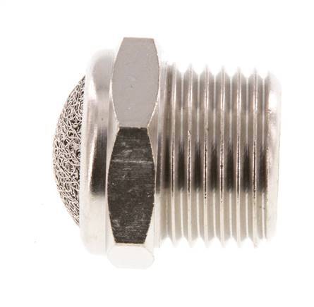Silencieux Pneumatique Compact en Laiton Nickelé NPT 1/2'' 1.4301 Maille Métallique [2 Pièces]