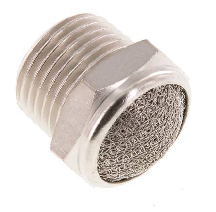 Silencieux Pneumatique Compact en Laiton Nickelé NPT 1/2'' 1.4301 Maille Métallique [2 Pièces]
