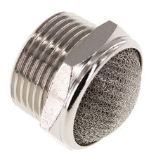 NPT 1'' Nickel-Plated Brass Compact Pneumatic Muffler 1.4301 Wire Mesh