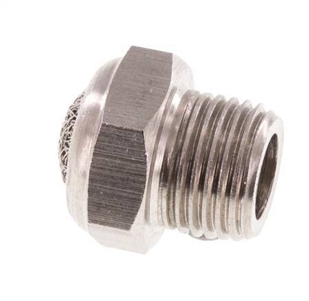 NPT 1/8'' Stainless Steel Compact Pneumatic Muffler 1.4301 Wire Mesh