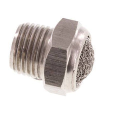 NPT 1/8'' Stainless Steel Compact Pneumatic Muffler 1.4301 Wire Mesh