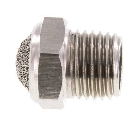 NPT 1/4'' Stainless Steel Compact Pneumatic Muffler 1.4301 Wire Mesh