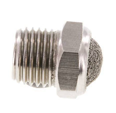 NPT 1/4'' Stainless Steel Compact Pneumatic Muffler 1.4301 Wire Mesh