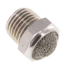 NPT 1/4'' Stainless Steel Compact Pneumatic Muffler 1.4301 Wire Mesh