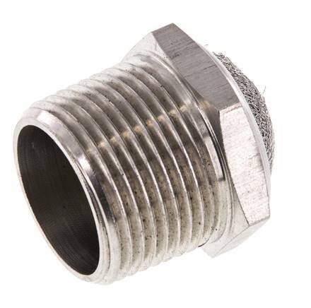 NPT 1'' Stainless Steel Compact Pneumatic Muffler 1.4301 Wire Mesh