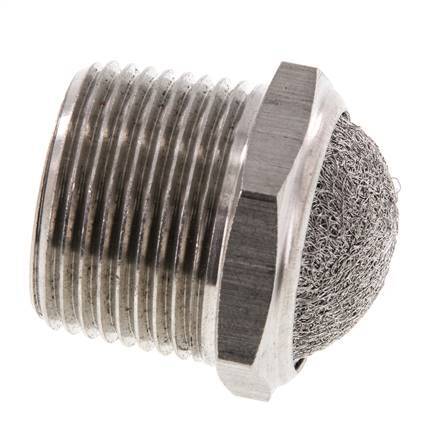 NPT 1'' Stainless Steel Compact Pneumatic Muffler 1.4301 Wire Mesh