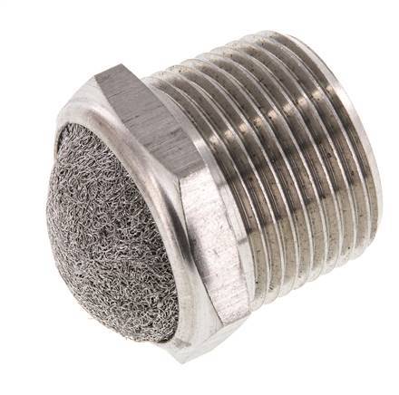 NPT 1'' Stainless Steel Compact Pneumatic Muffler 1.4301 Wire Mesh