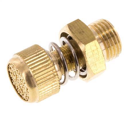 G1/8'' Brass Flow Control Muffler With Knurled Screw [2 Pieces]