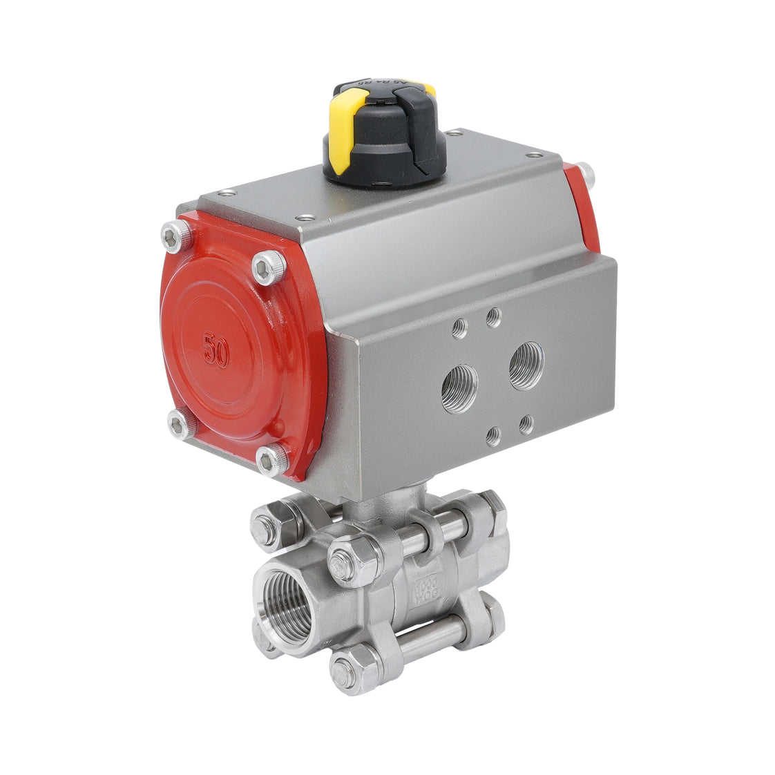 Rp 4'' Vanne à Bille 2 Voies en Acier Inoxydable avec Actionneur Pneumatique à Rappel par Ressort, Normalement Fermée