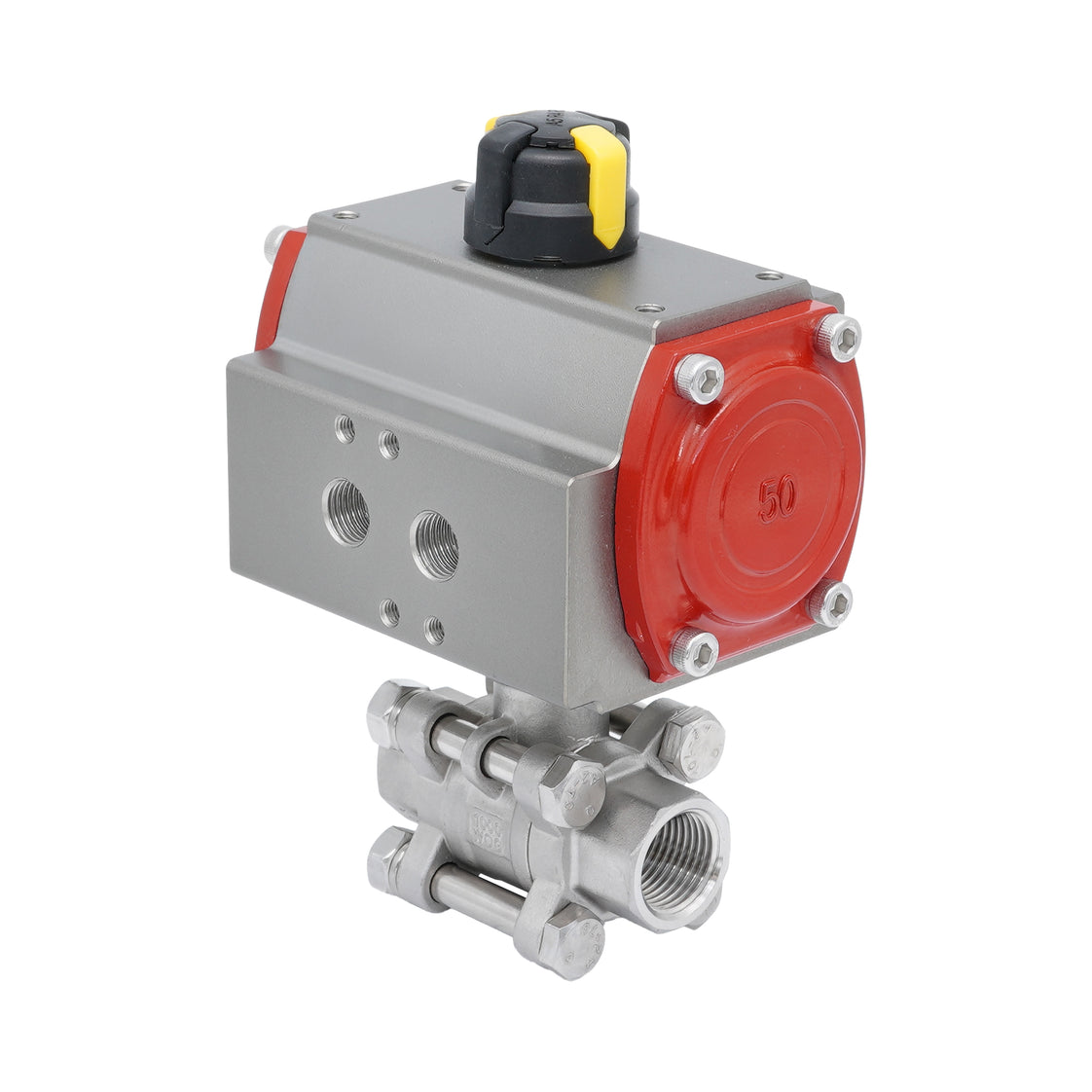 Rp 3'' Vanne à Bille 2 Voies en Acier Inoxydable avec Actionneur Pneumatique à Rappel par Ressort, Normalement Ouverte