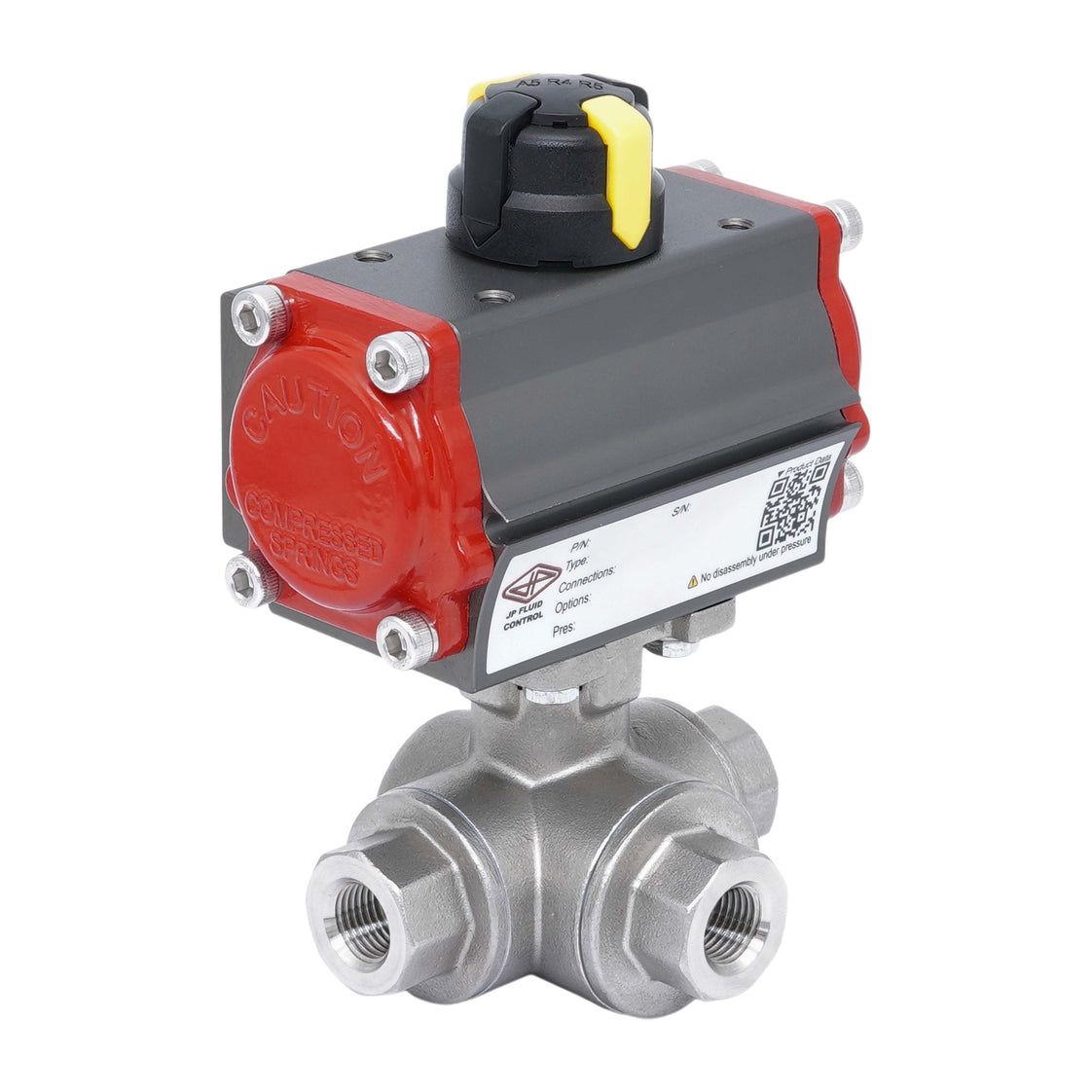Rp 2'' Vanne à Bille 3 Voies L-Port en Acier Inoxydable avec Actionneur Pneumatique Double Effet