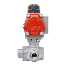 Rp 1-1/2'' Vanne à Bille 3 Voies L-Port en Acier Inoxydable avec Actionneur Pneumatique Double Effet