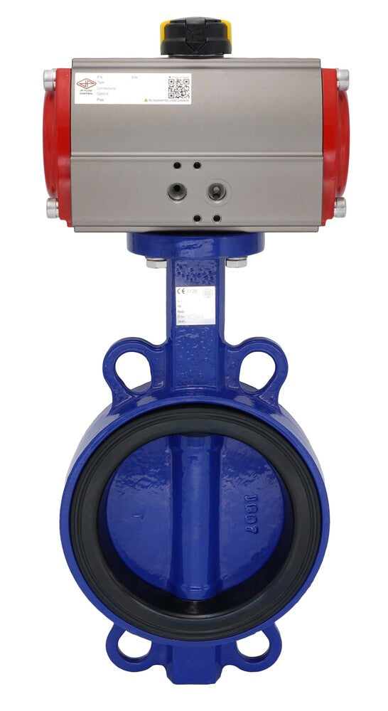 Pneumatic Butterfly Valve DN150 (6 inch) Wafer Cast Iron GGG 40 EPDM Spring Opening