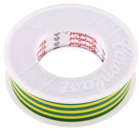 Ruban d'isolation électrique testé par VDE 25mm/25m Vert/Jaune