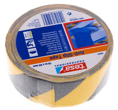 Ruban adhésif antidérapant 50mm/15m noir/jaune