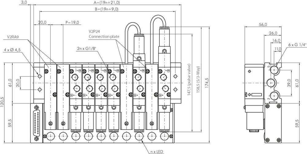 6x Multipole-Connector YPC SF2000 Valves 24VDC