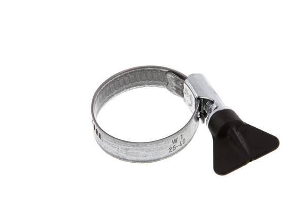 25 - 40 mm Hose Clamp with a Galvanised Steel 12 mm band With Butterfly Handle - Norma [5 Pieces]