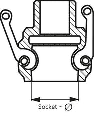 Raccord Camlock DN 60 (2 1/2'') en acier inoxydable Pilier de tuyau (63 mm) Type C EN 14420-7 (DIN 2828)