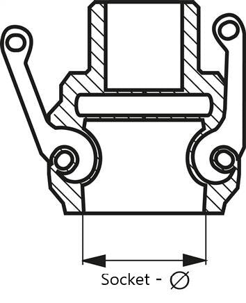 Accouplement Camlock DN 90 (4'') en aluminium R 4'' à filetage mâle Type B MIL-C-27487