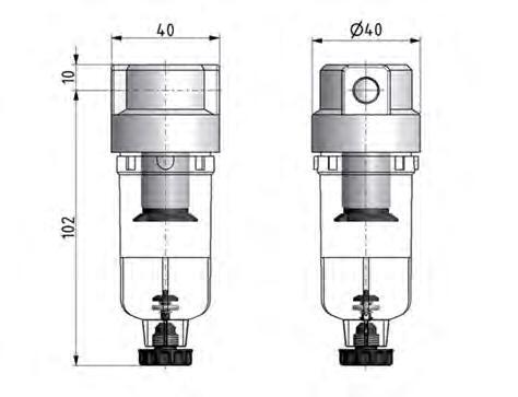 Filtre 5microns G1/4'' 800l/min Semi-Auto Métal Standard 0
