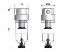 Filtre 5microns G1/4'' 800l/min Semi-Auto Polycarbonate Standard 0