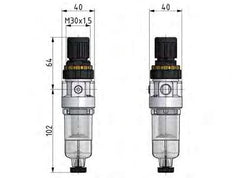 Filter-Regulator G1/4'' 350 l/min 0.5-6.0bar/7-87psi Auto Polycarbonate Standard 0