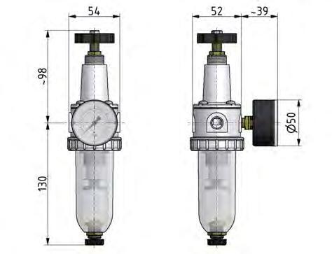 Filter-Regulator G1/4'' 900 l/min 0.5-16.0bar/7-232psi Semi-Auto Metal Standard 1
