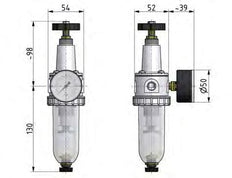 Filter-Regulator G1/4'' 900 l/min 0.2-6.0bar/3-87psi Semi-Auto Polycarbonate Standard 1