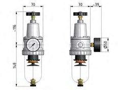 Filter-Regulator G1/2'' 1500 l/min 0.5-16.0bar/7-232psi Auto Metal Standard 2